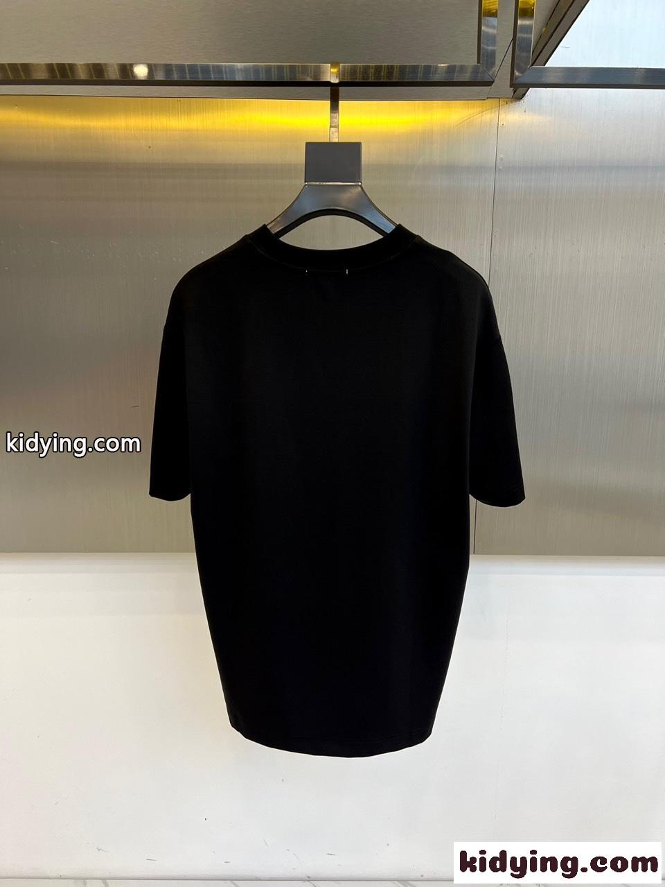 カジュアル 切り替え コットン クルーネック ロエベ Tシャツ 偽物 グレー-3