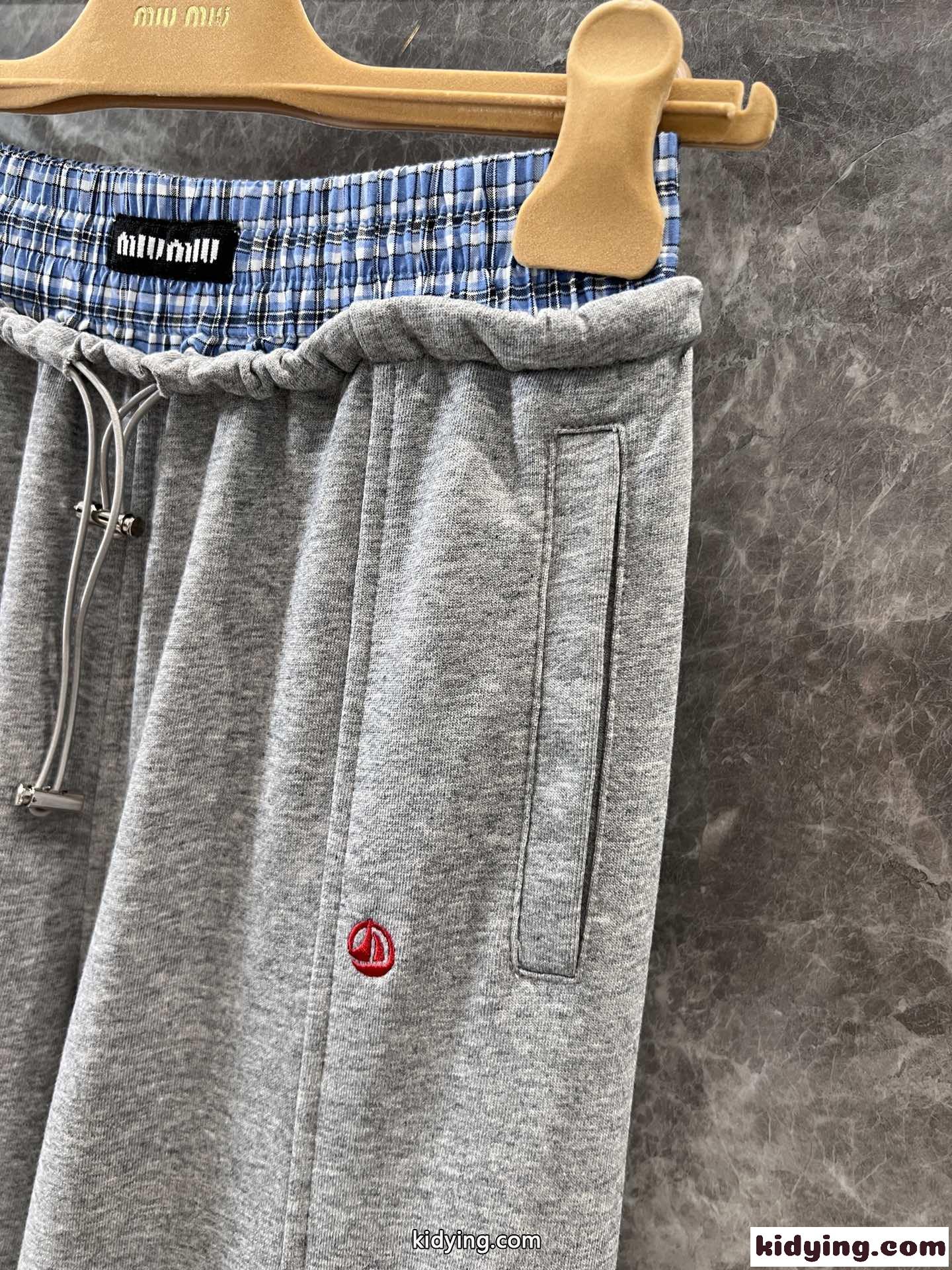 おしゃれ ダブルウエスト ロングパンツ ミュウミュウ パンツ コピー レディース グレー-3