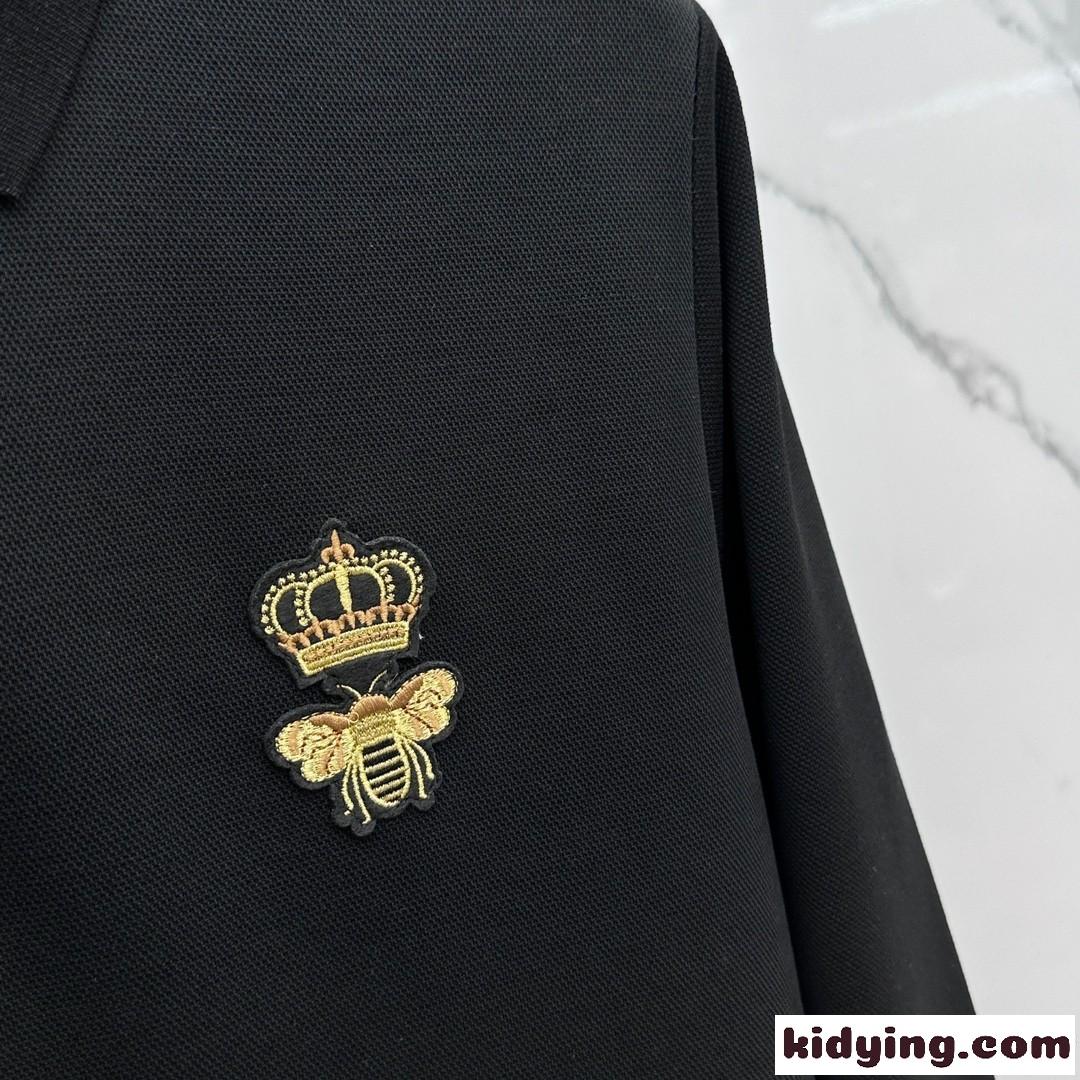 大人 カジュアル ロゴパッチ コットンピケ 長袖 ポロシャツ ドルチェ&ガッバーナ Tシャツ コピー ブラック-2