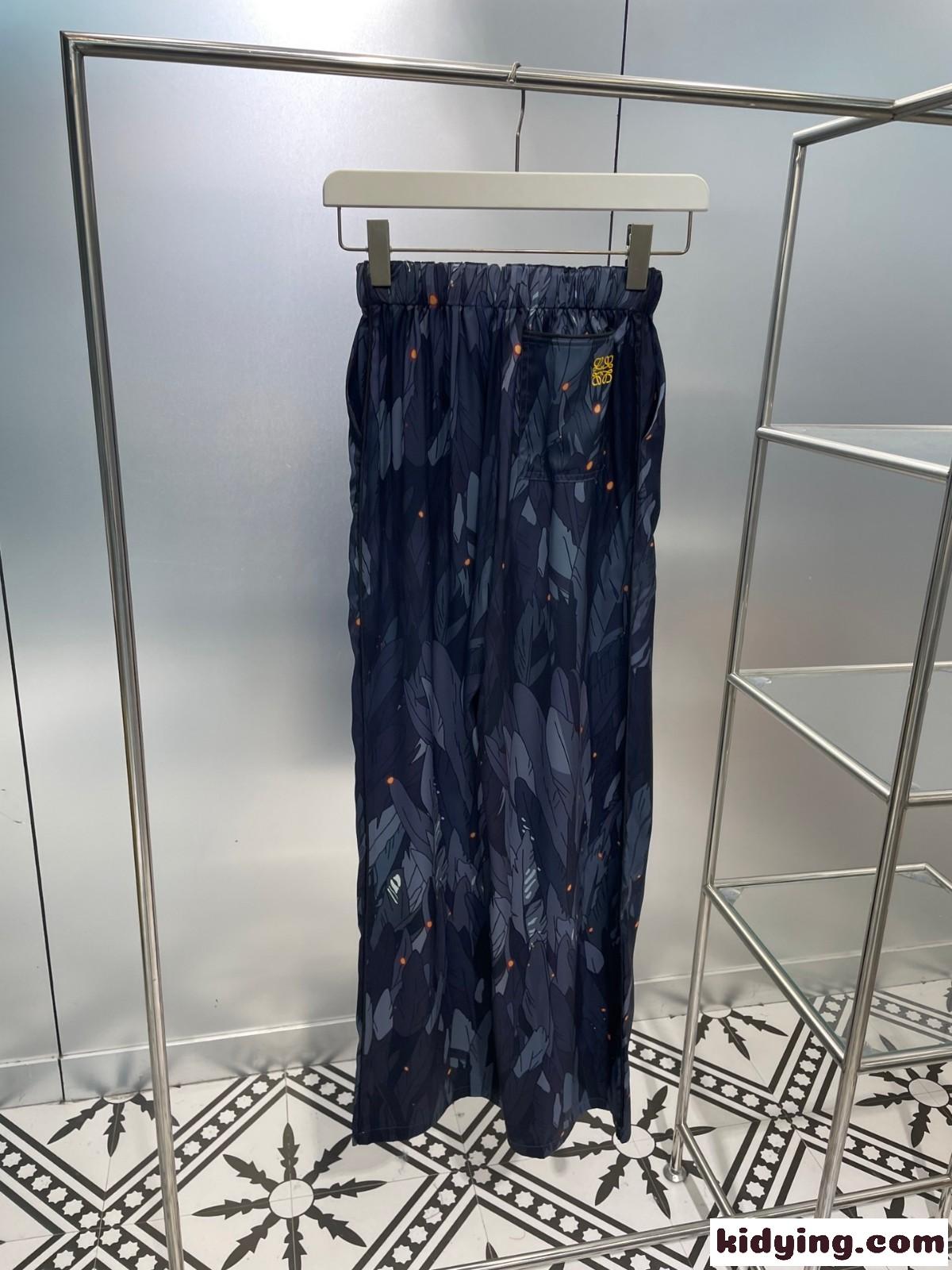 LOEWE × ハウルの動く城 フェザー パジャマ トラウザーズ ロエベ パンツ コピー シルク-1