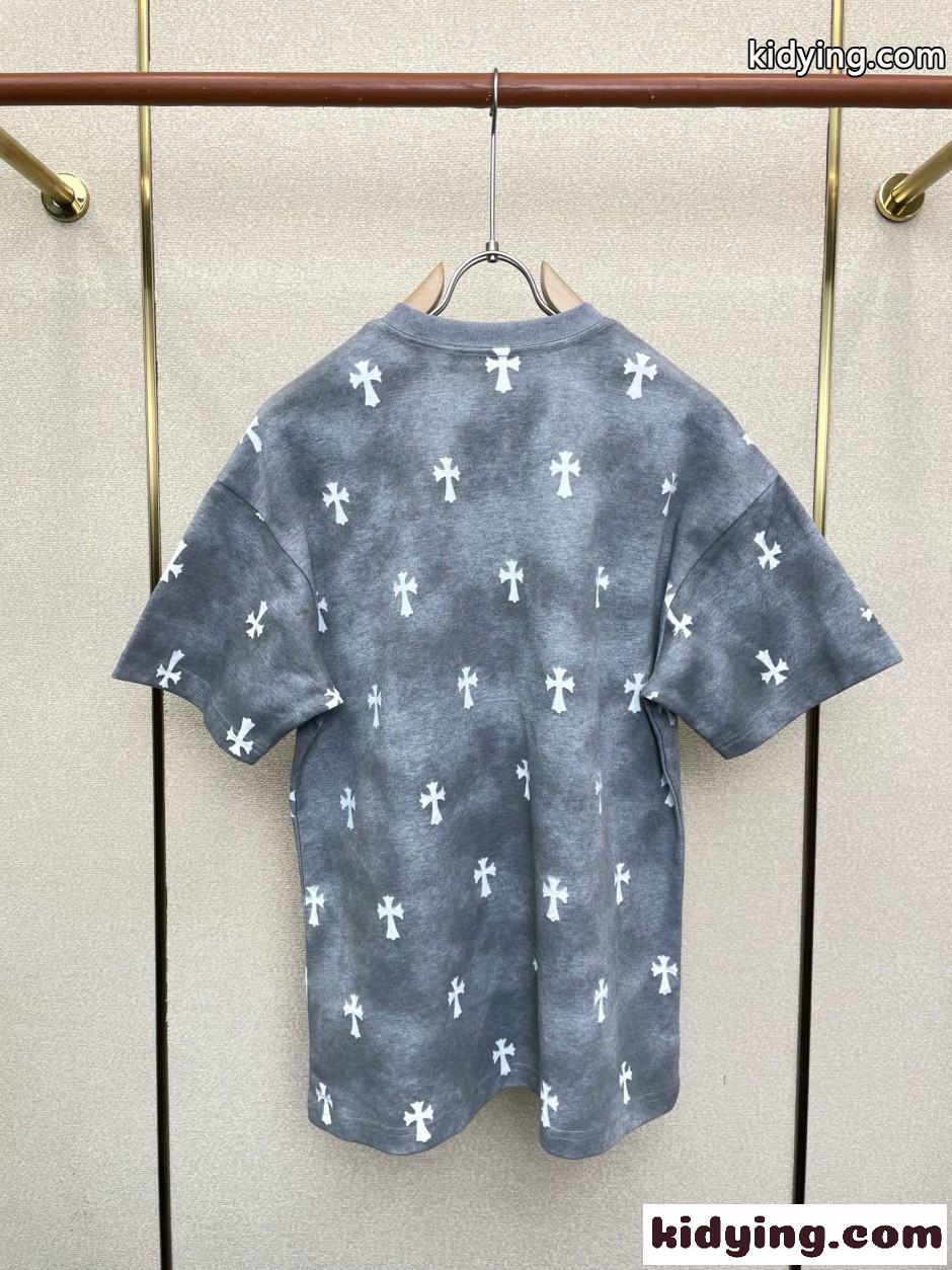 クロス総柄 クルーネック 半袖Tシャツ クロムハーツ Tシャツ 偽物 トップス-0