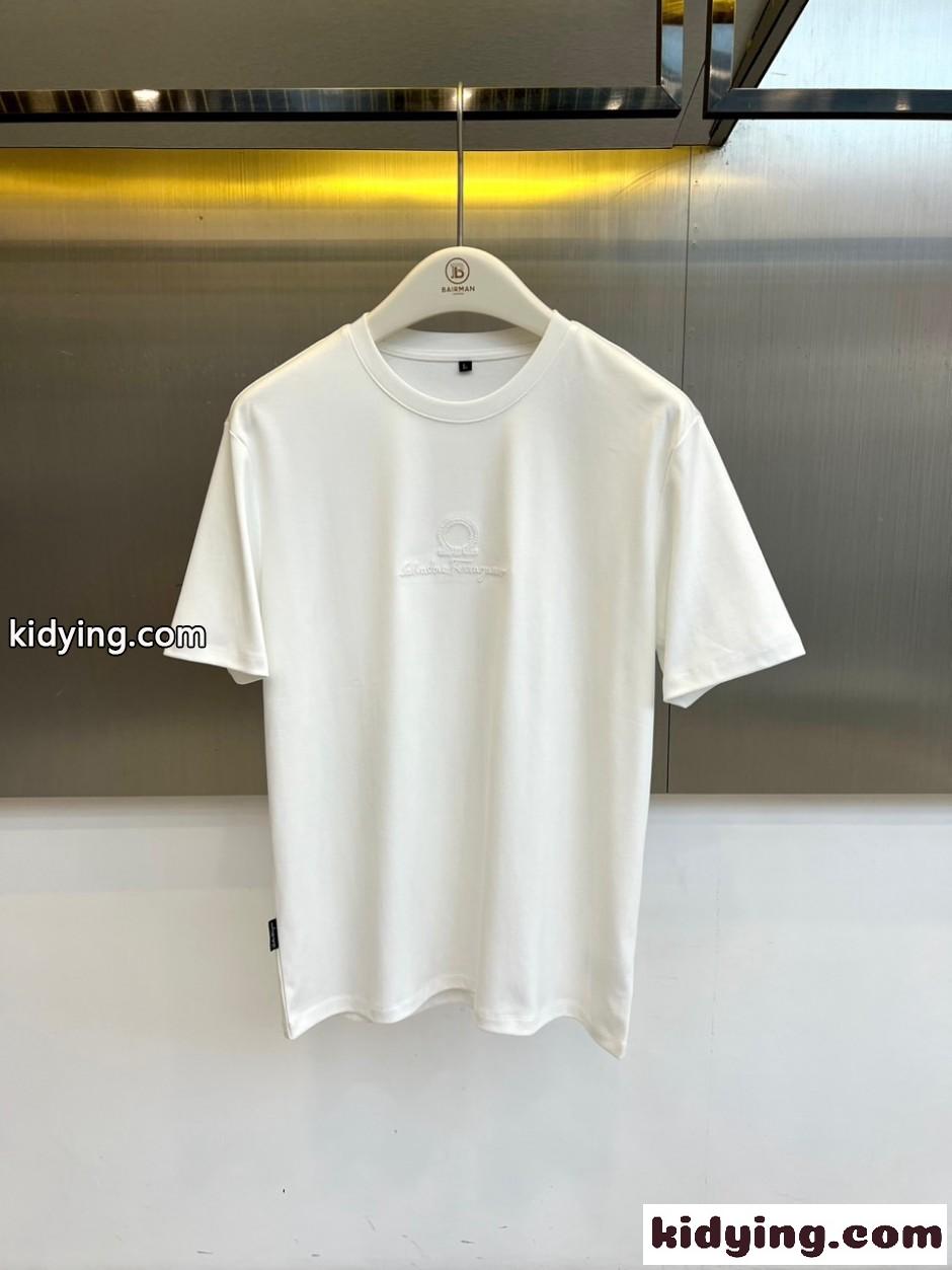 カジュアル 洗練された 半袖Tシャツ サルヴァトーレ・フェラガモ Tシャツ 偽物 ホワイト-1