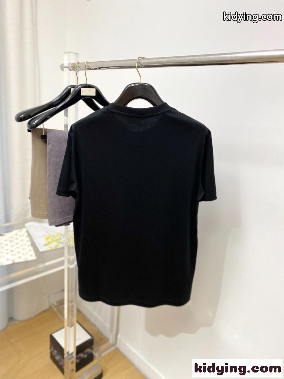 カジュアル お洒落 エルメス Tシャツ 偽物 ロゴ 半袖Tシャツ ブラック-4