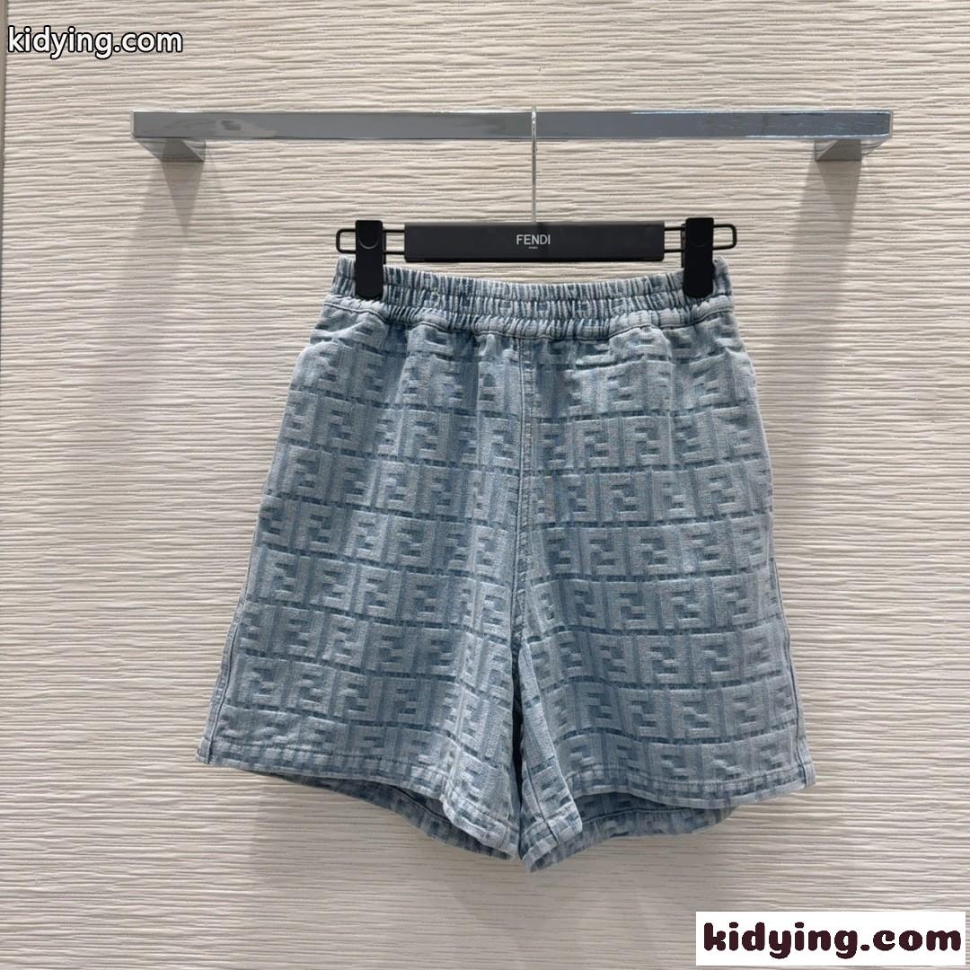 FFモチーフ デニム ショートパンツ フェンディ パンツ スーパーコピー-0