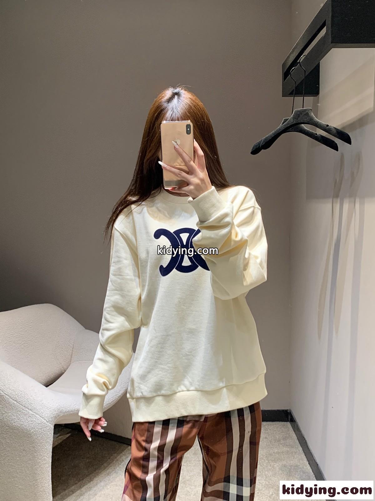 定番 カジュアル コットン スウェットシャツ セリーヌ Tシャツ 偽物 ベージュ-4