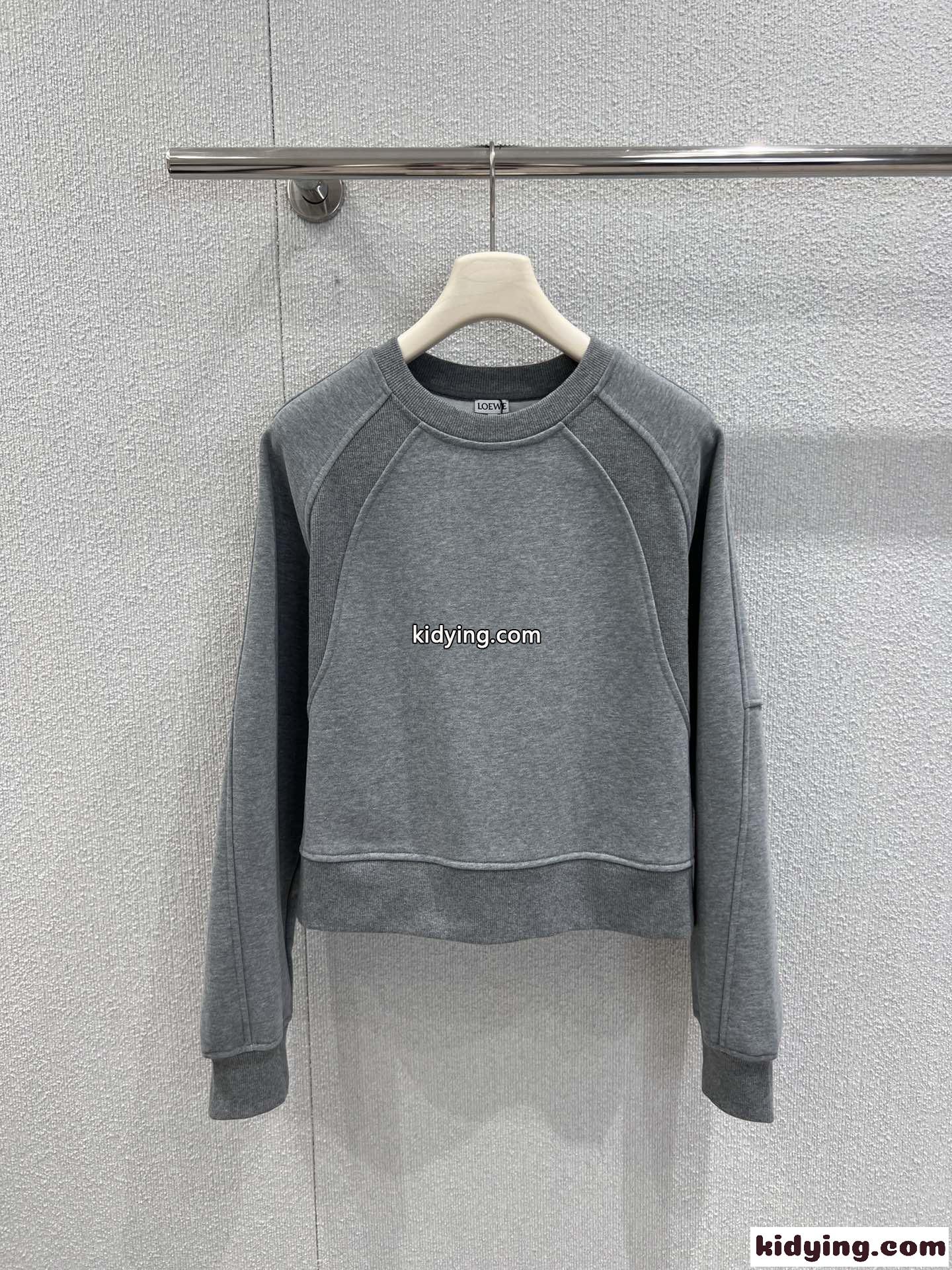 カジュアル クロップド スウェットシャツ ロエベ Tシャツ コピー グレー-0