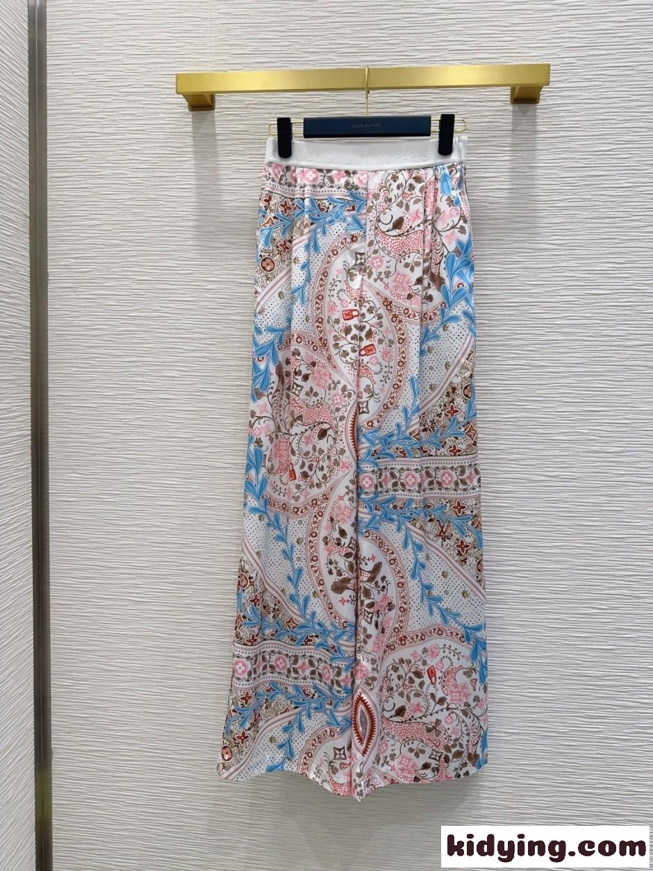 総柄プリント ワイドパンツ ルイヴィトン パンツ 偽物 レディース-1