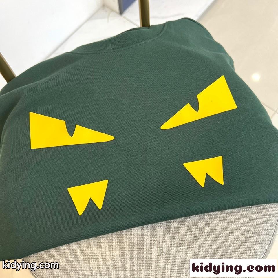 カジュアル コットン スウェットシャツ フェンディ Tシャツ 偽物 クルーネック グリーン-2