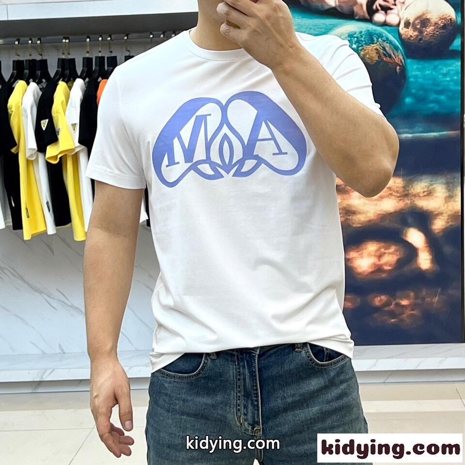 ロゴプリント コットン 半袖Tシャツ アレキサンダー・マックイーン Tシャツ コピー ホワイト-1