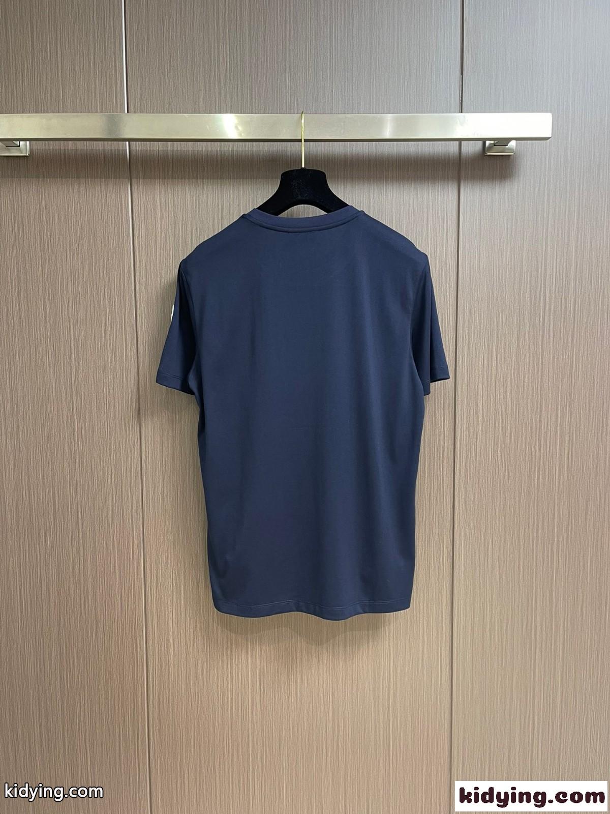 シンプル 定番 モンクレール Tシャツ コピー ロゴ入り 半袖Tシャツ ネイビー-1