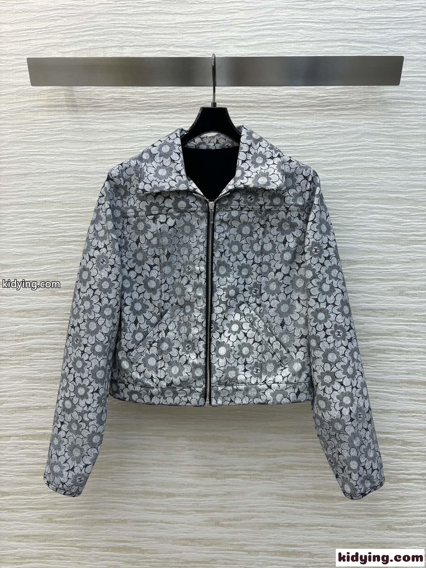 フラワー プリント デニムジャケット シャネル ジャケット コピー ブルゾン-0
