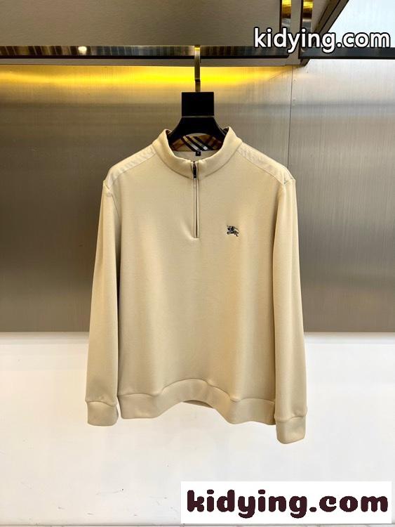 上品 カジュアル ハーフジップ 長袖Tシャツ バーバリー Tシャツ 偽物 ベージュ-0
