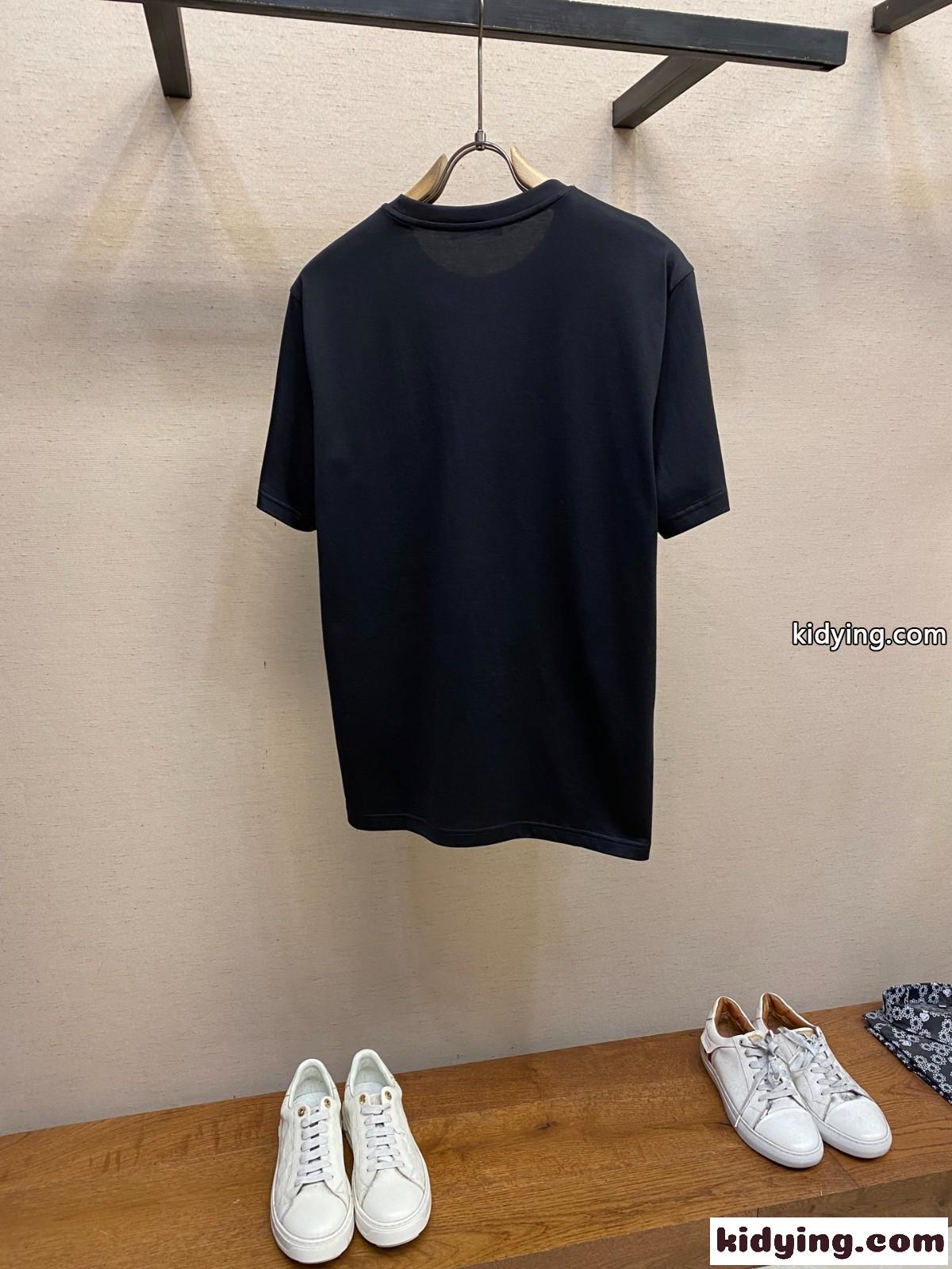 シンプル ロゴ 刺繍入り半 袖Tシャツ ドルチェ&ガッバーナ Tシャツ コピー コットン ブラック-2