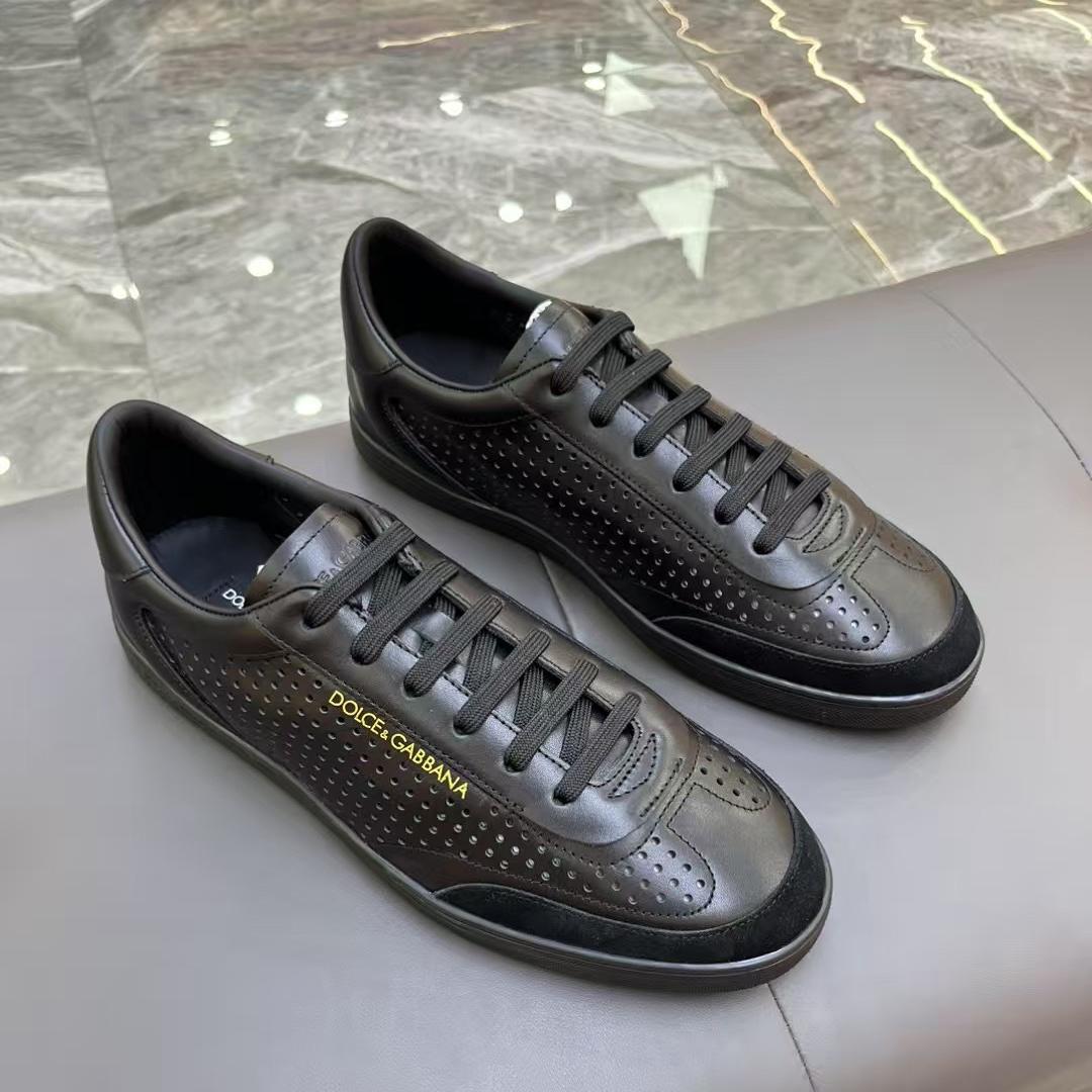 D&G サントロペ レザー スニーカー 新作 洗練された ドルチェ&ガッバーナ コピー ブラック-0