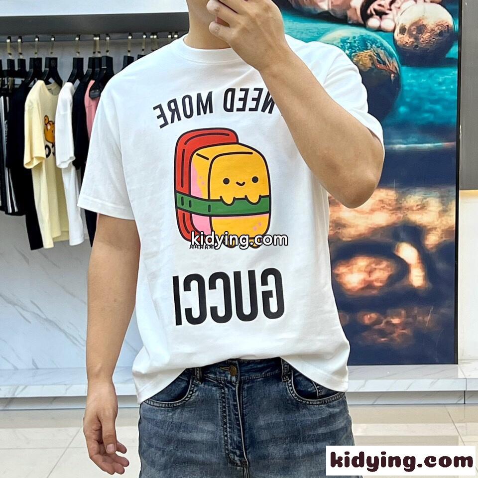 男女兼用 可愛い アニマルプリント 半袖Tシャツ グッチ Tシャツ コピー ホワイト-2