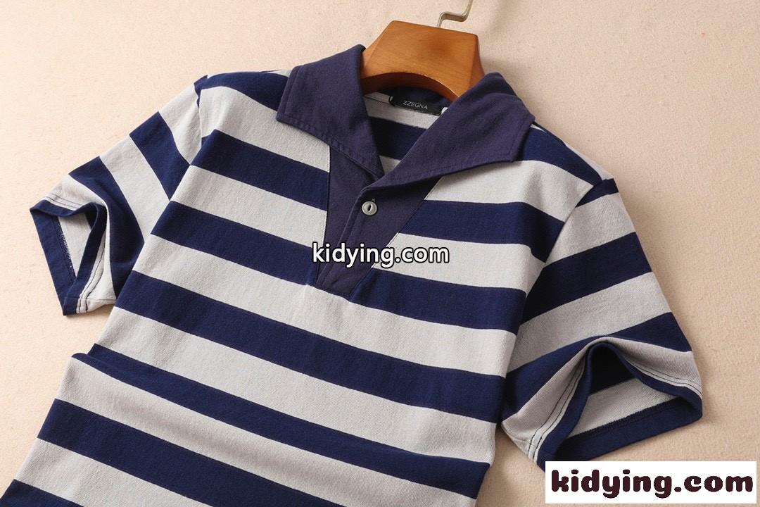 おしゃれ 定番 ボーダー柄 配色 ポロシャツ メンズ エルメネジルド・ゼニア 半袖tシャツ コピー 快適 人気-1