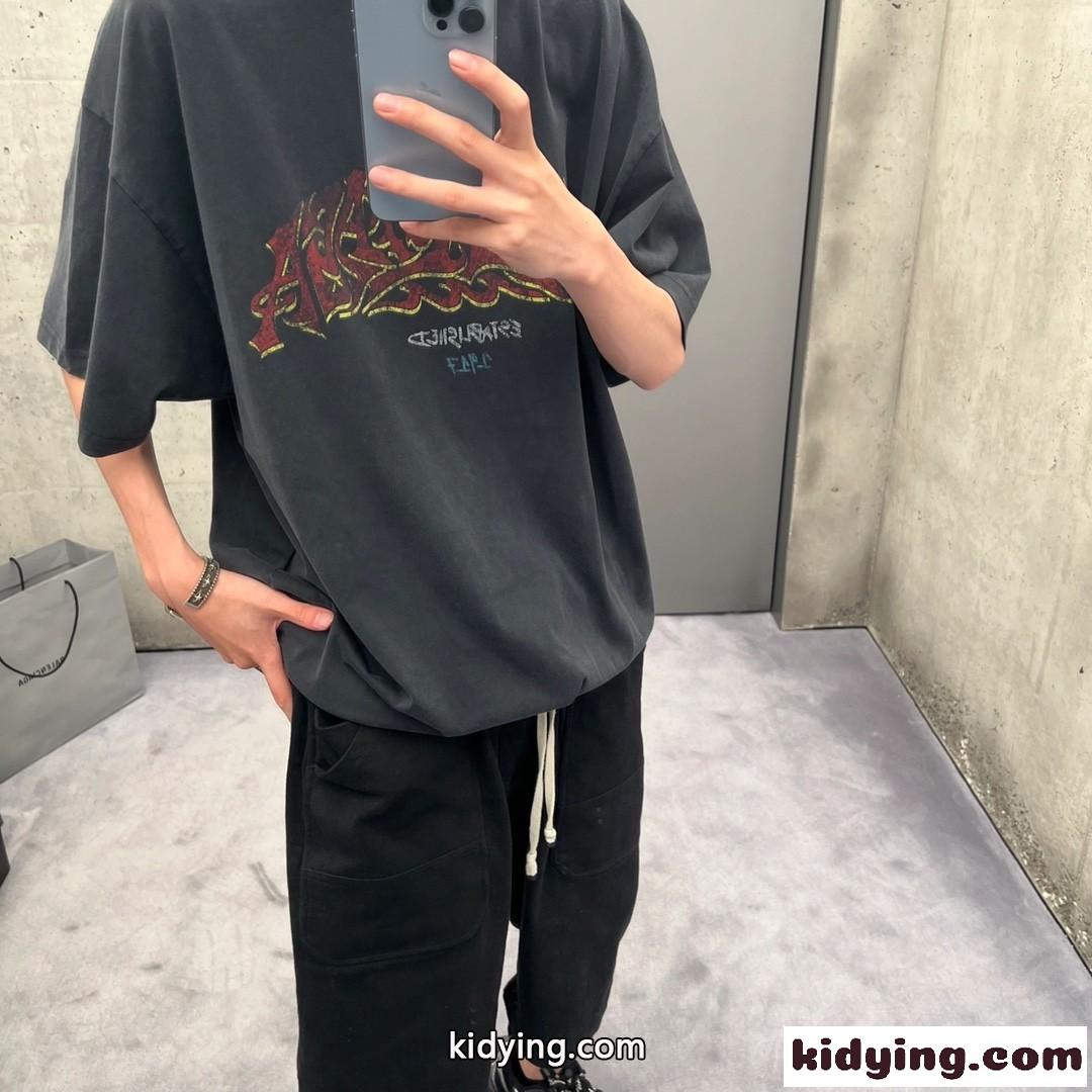 ユニセックス オーバーサイズ バレンシアガ Tシャツ コピー プリント カジュアル 人気-4