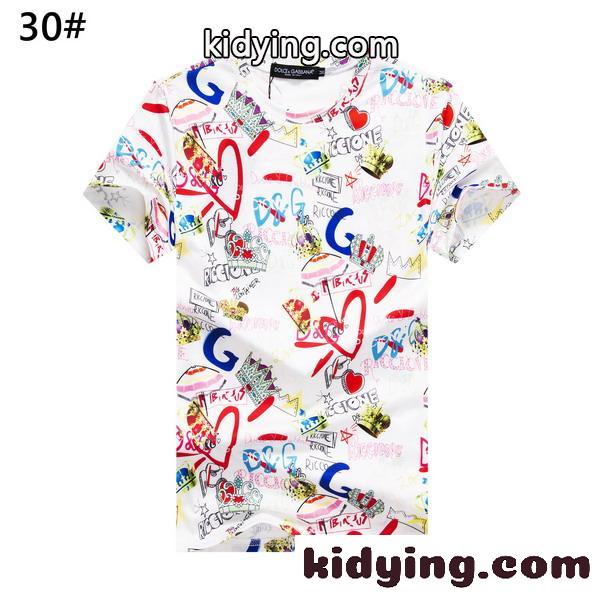 注目される ドルチェ&ガッバーナ Tシャツ コピー クールネック オシャレ 半袖 トップス 総柄 プリント メンズ 春夏-2