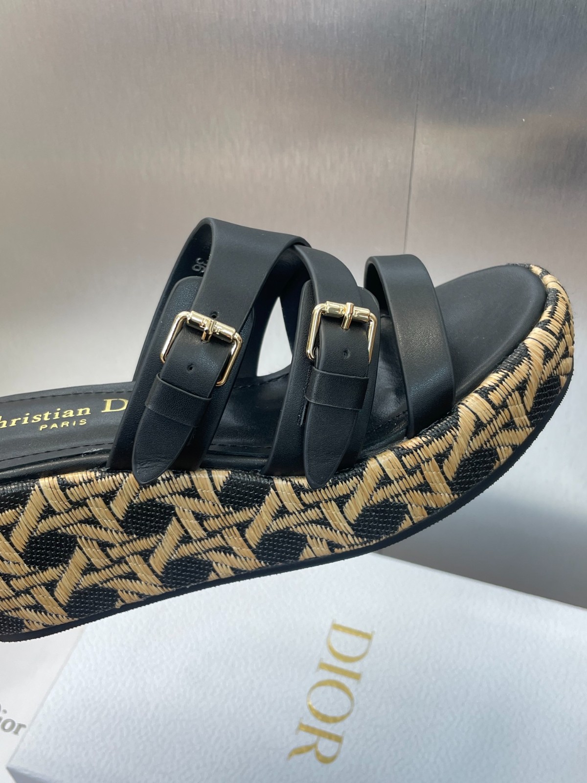 LAmazone Dior ウェッジスライド ディオール サンダル スーパーコピー ブラック-2