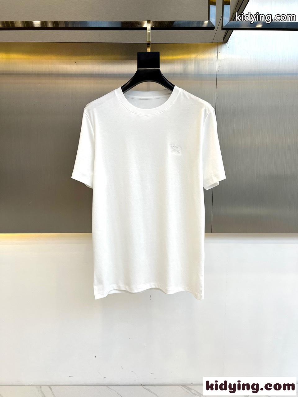 シンプル クルーネック 半袖Tシャツ バーバリー Tシャツ コピー ホワイト-0