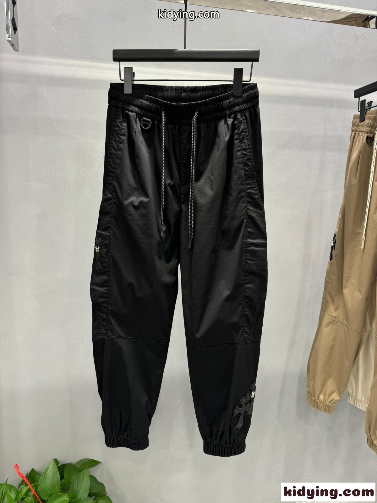 カジュアル ゆったり クロスパッチ カーゴパンツ クロムハーツ パンツ コピー ブラック-2