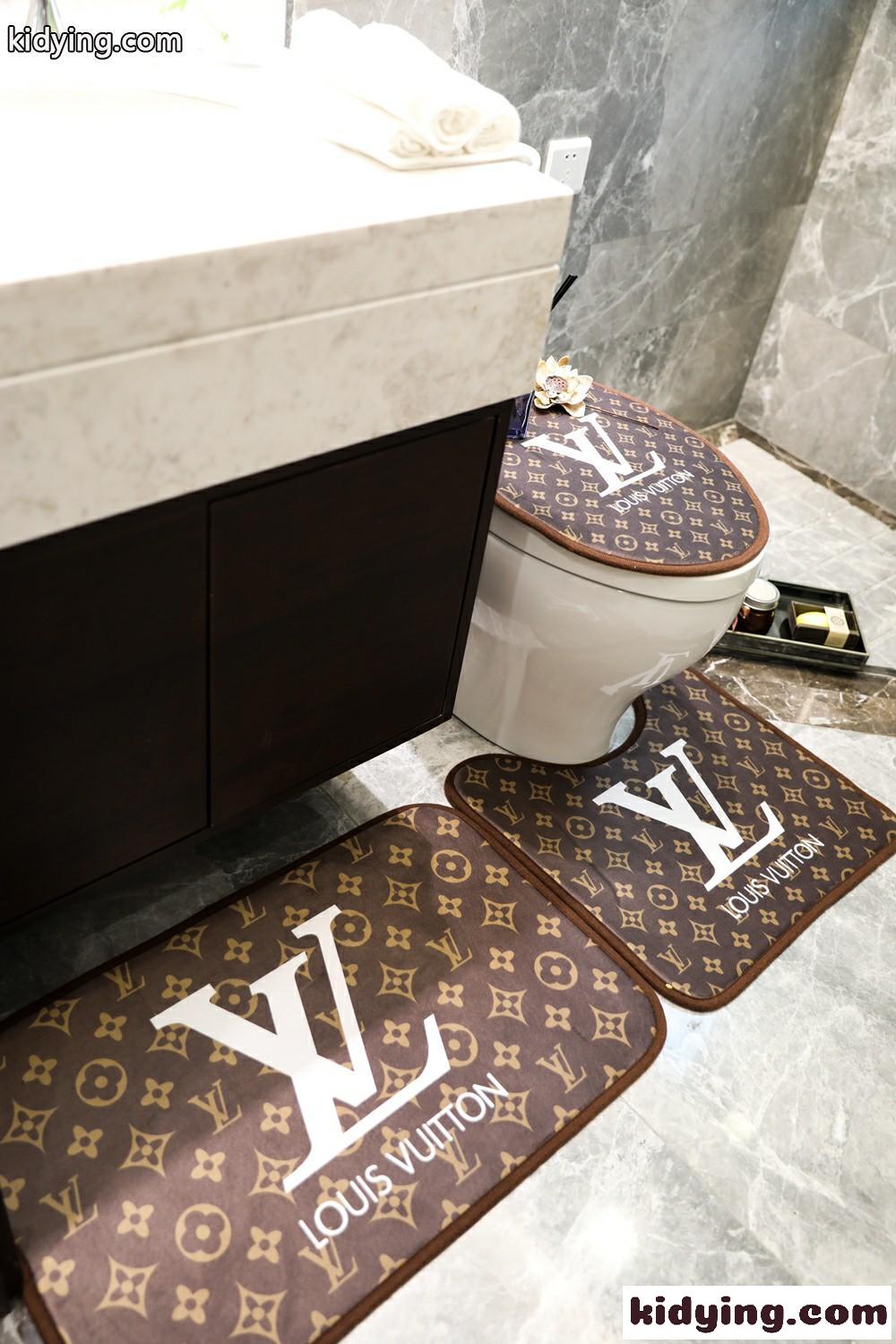 ルイヴィトン トイレマットセット コピー モノグラム 心地良いです 滑るのを防ぎます 静かな音 浴室 人気-2