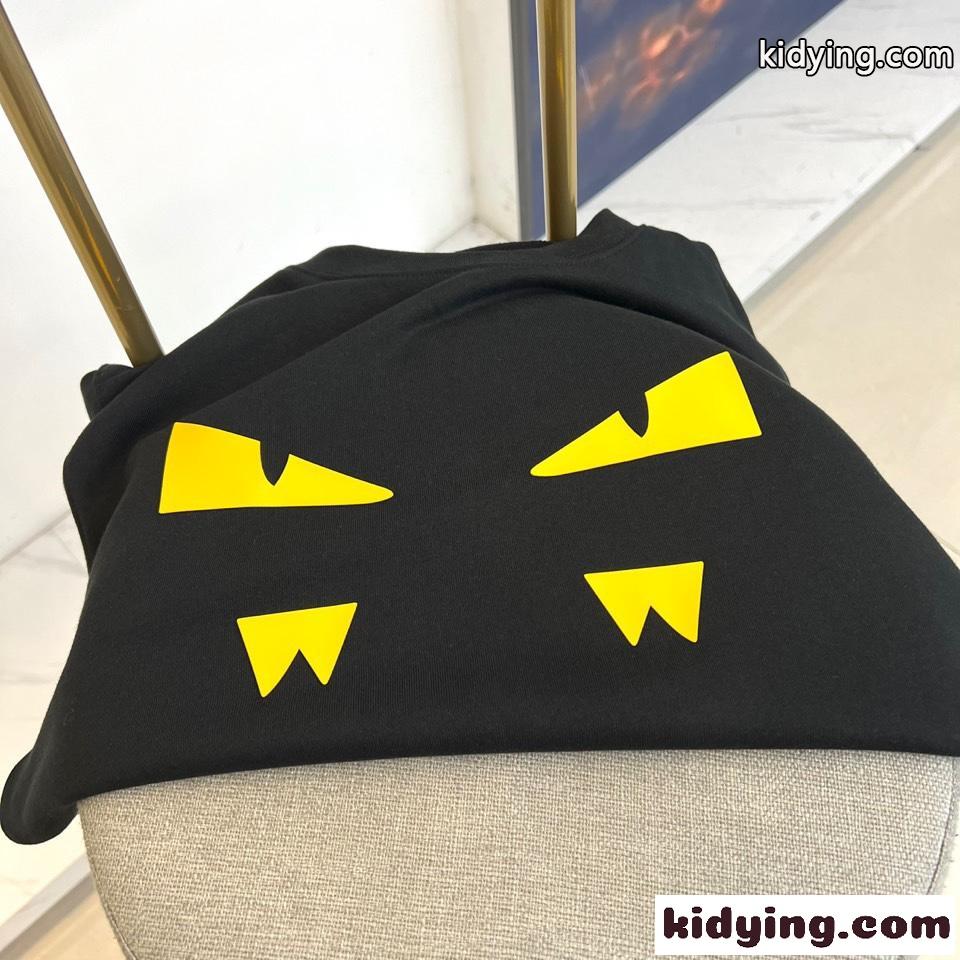 カジュアル コットン スウェットシャツ フェンディ Tシャツ 偽物 クルーネック ブラック-2