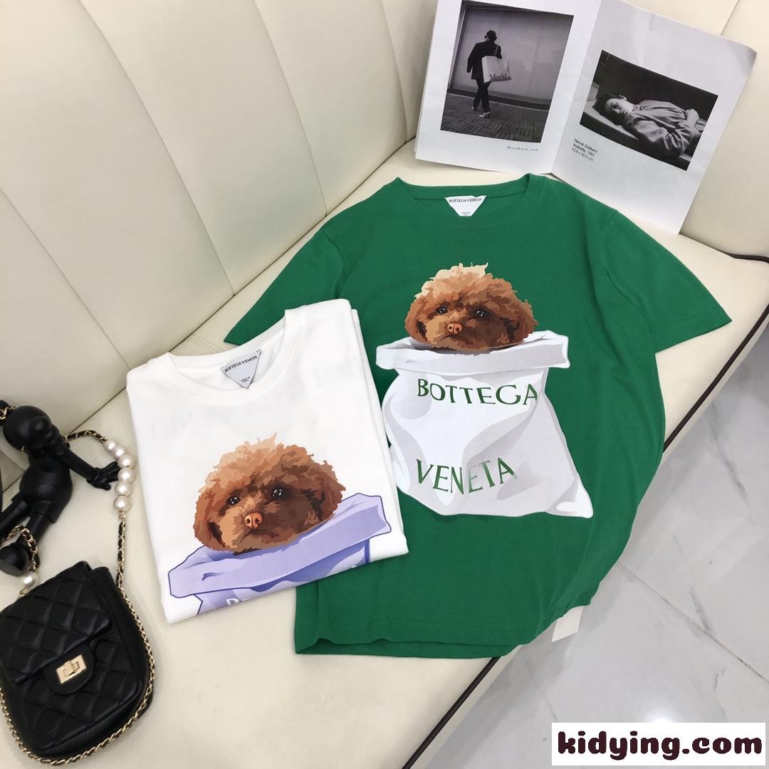 可愛い プリント ロゴ 春夏 人気 おしゃれ クルーネックボッテガヴェネタ 半袖tシャツ コピー カジュアル トップス-1