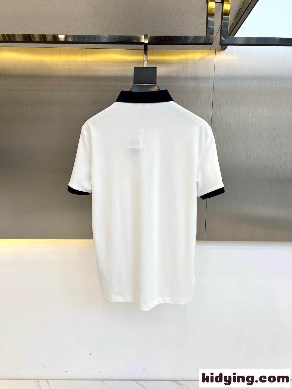 アルマーニ Tシャツ コピー カジュアル 合わせやすい 半袖 ポロシャツ コットンピケ ホワイト-0