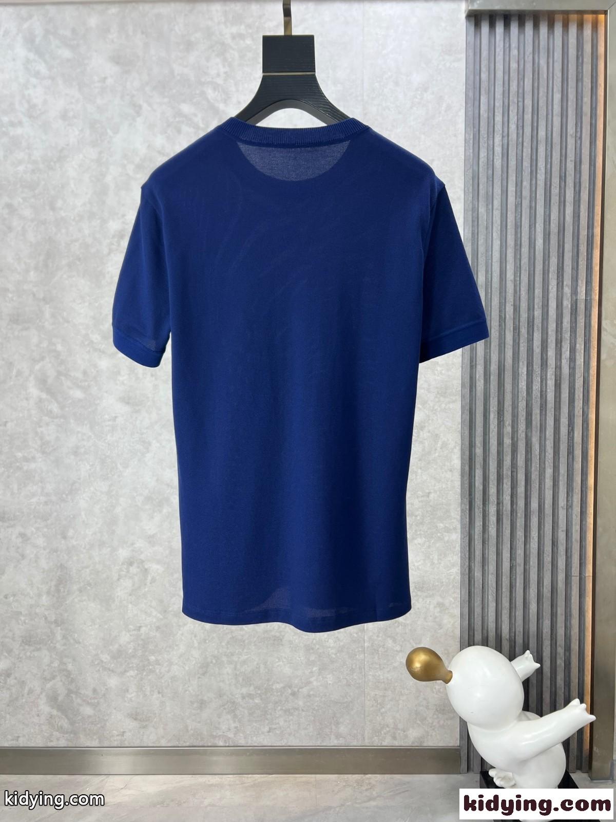 サルヴァトーレ・フェラガモ Tシャツ コピー シンプル ロゴ入り 半袖Tシャツ ブルー-2