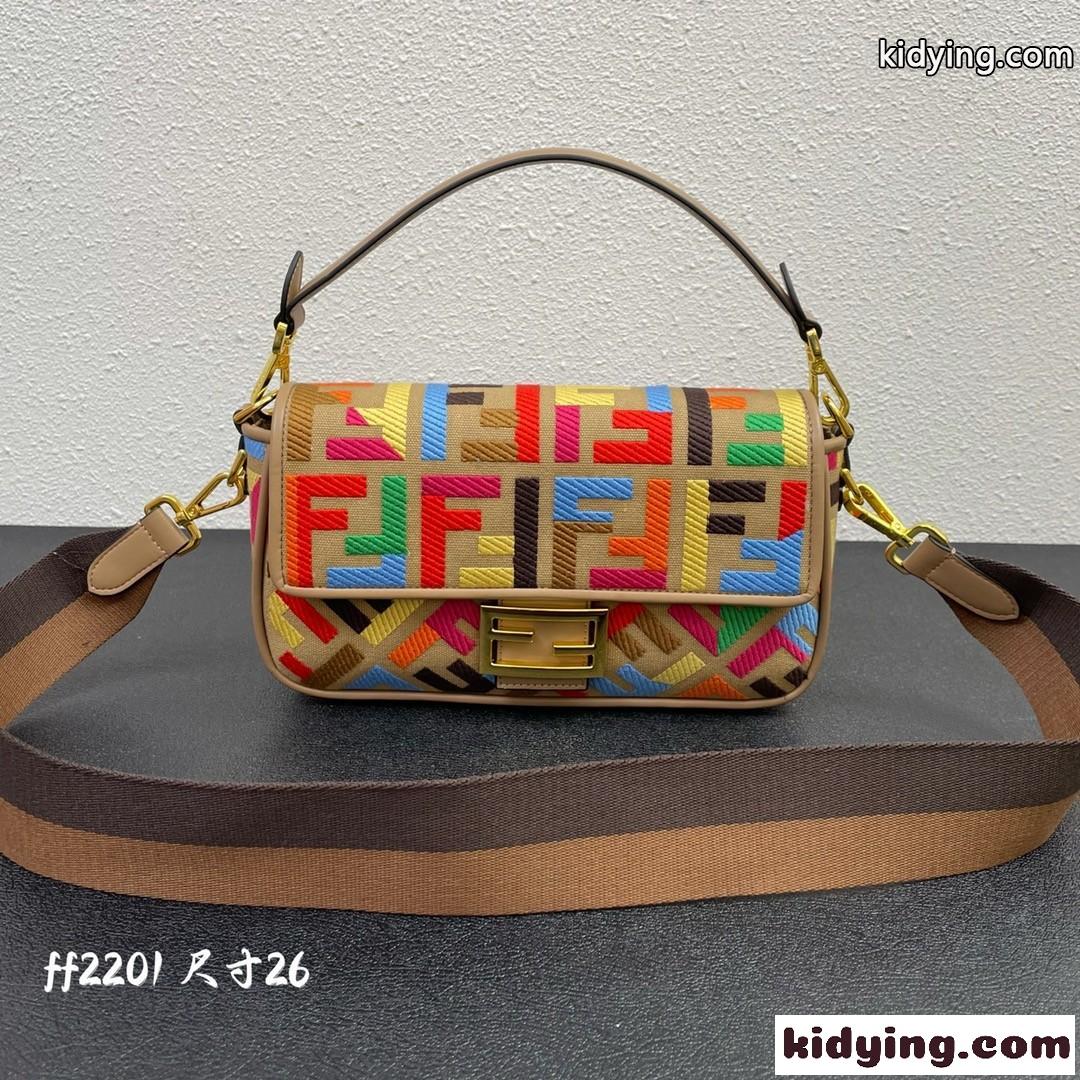 レディース ショルダーバッグ 刺繍 斜め掛け フェンディ バッグ 人気 コピー レトロ エレガント おしゃれ-2