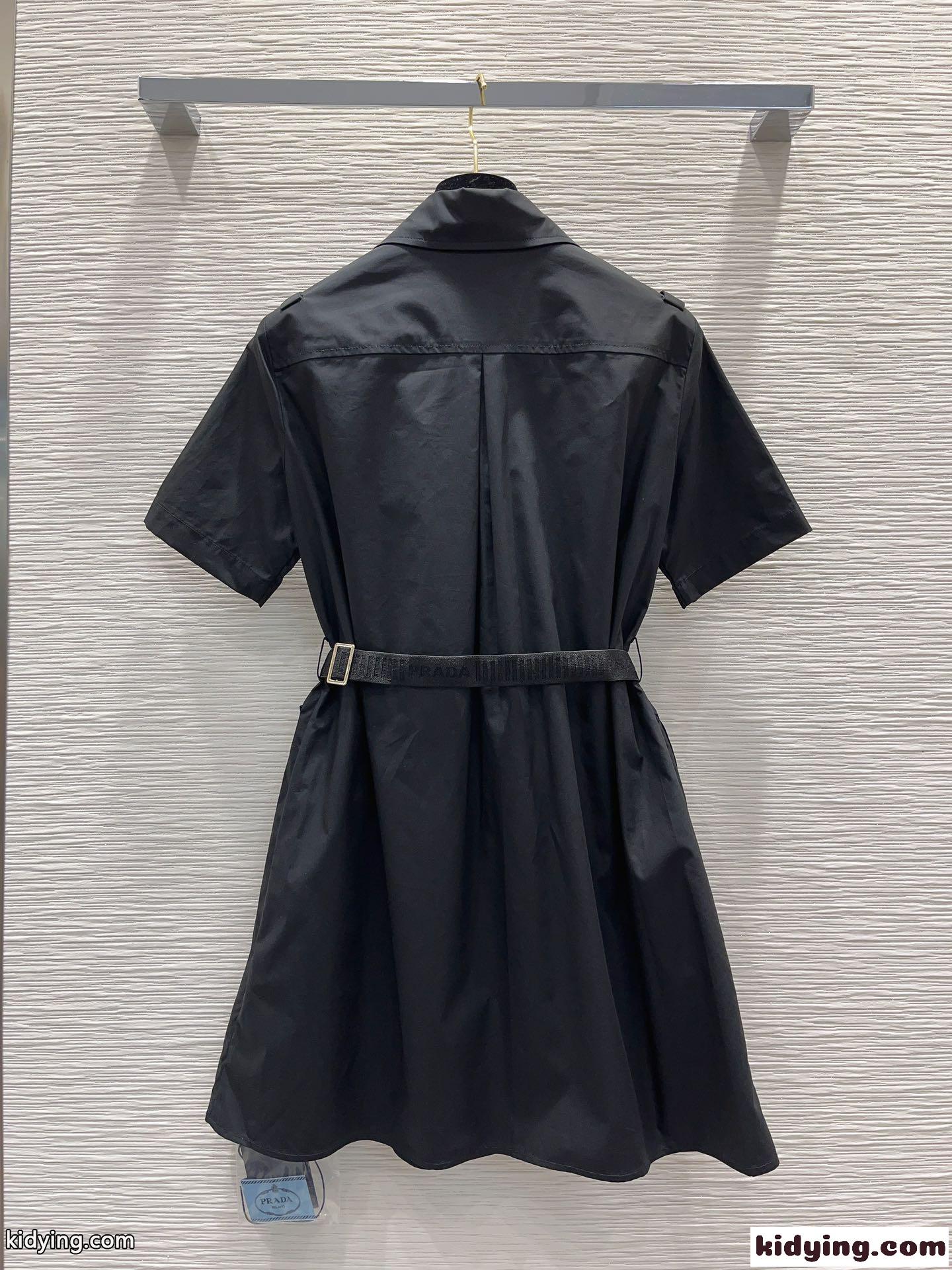 人気 カジュアル ミニドレス プラダ ワンピース コピー ベルト付き-4