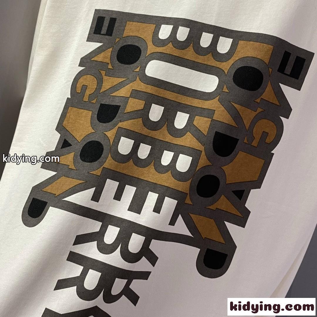 男女兼用 コットン Tシャツ バーバリー 半袖tシャツ コピー プリント クルーネック トップス-2