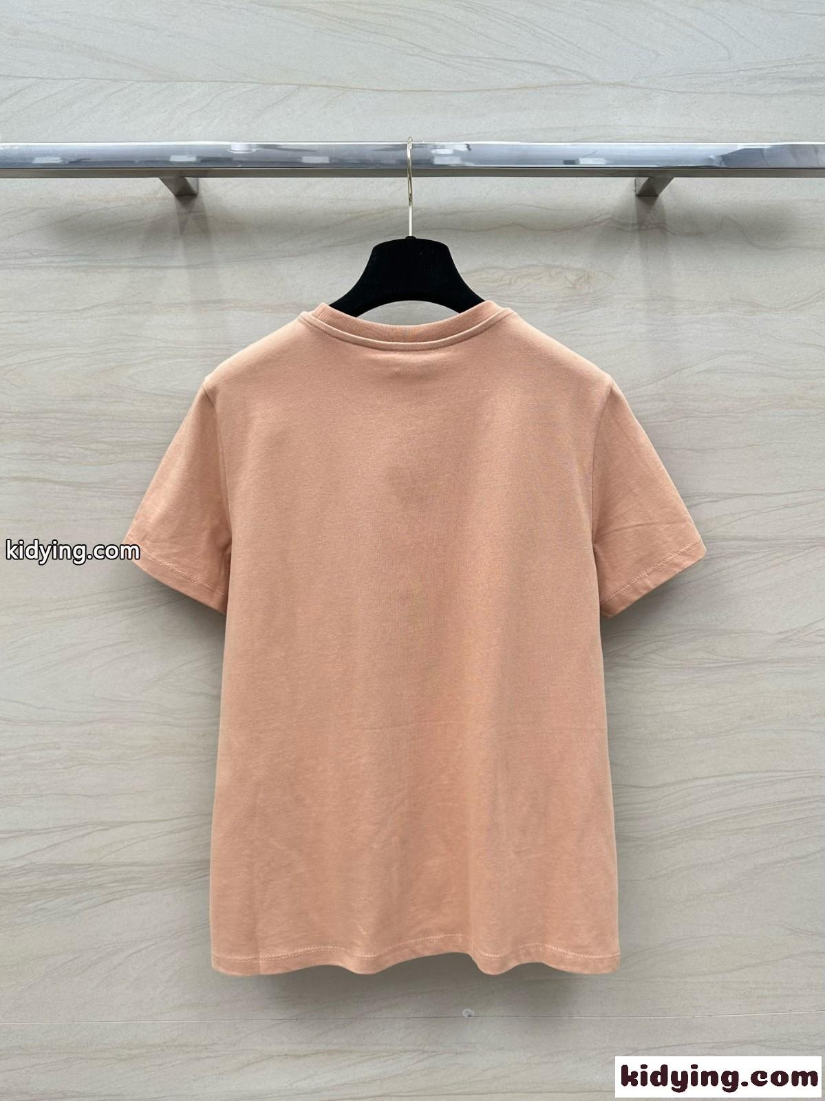 シンプル クルーネック 合わせやすい モンクレール 半袖Tシャツ コピー ピンク-4