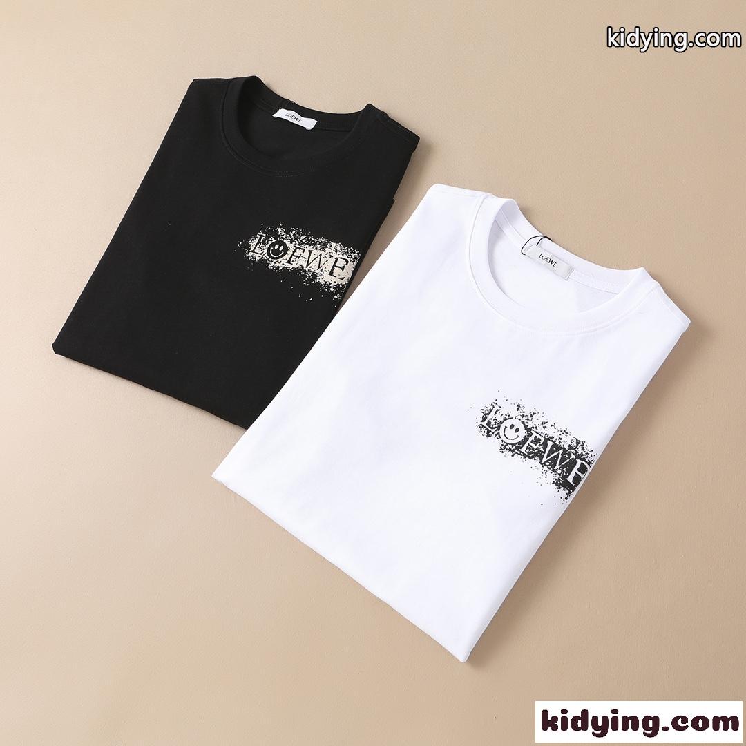 春夏新作 プリント 注目される ファッション ラウンドネック ロエベ 半袖tシャツ コピー ホワイト ブラック-3