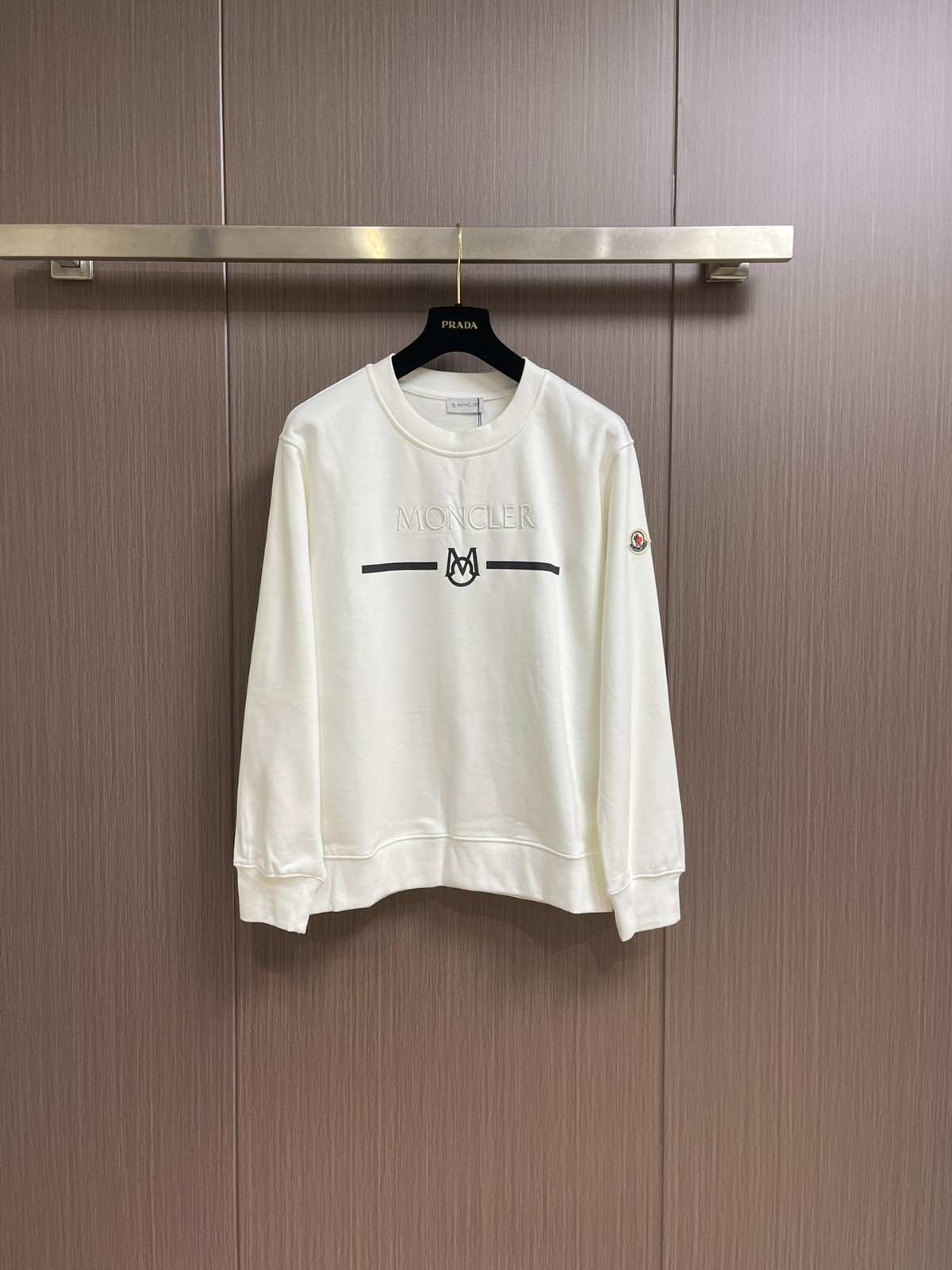 モンクレール Tシャツ コピー カジュアル ロゴ入り コットン スウェットシャツ ホワイト-0