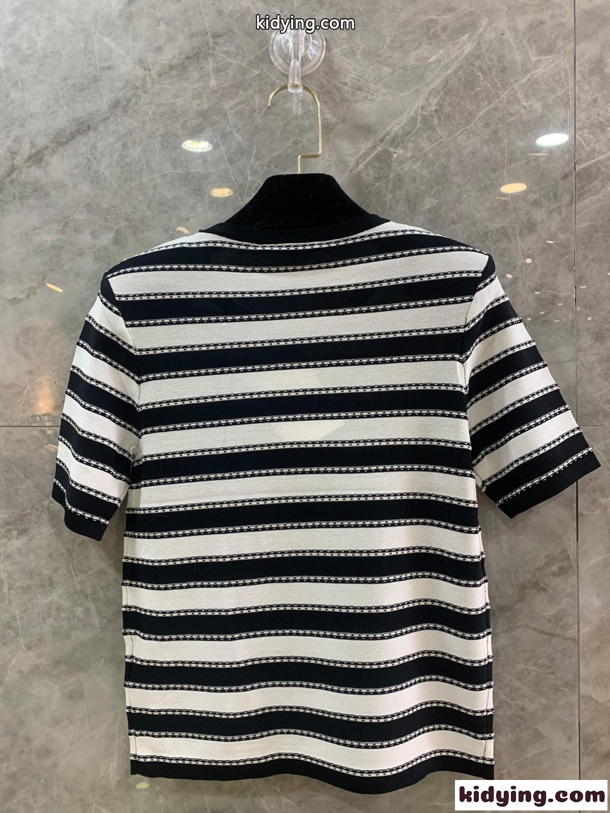 上品 フェミニン 配色 ボーダー柄 半袖 バルマン レディース コピー tシャツ きれいめ カジュアル 定番 トップス-3