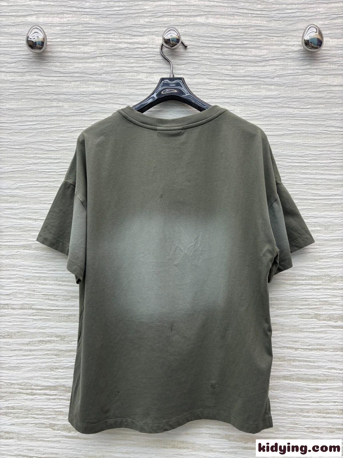 アナグラム コットン 半袖Tシャツ ロエベ Tシャツ コピー グリーン-3