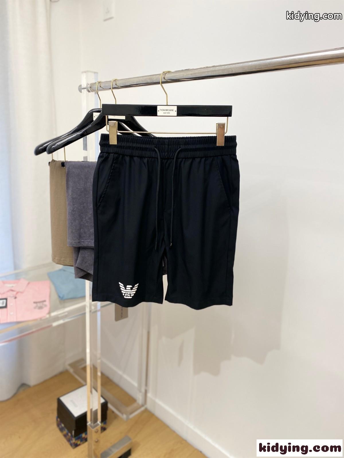 メンズ 春夏 ショートパンツ アルマーニ カジュアルパンツ コピー ロゴ入り ブラック-0