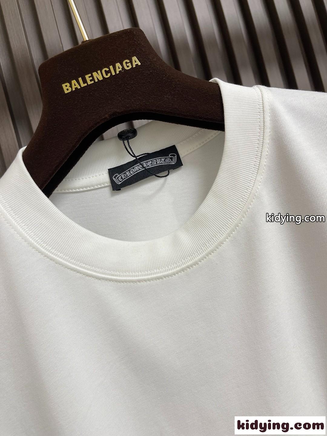 カジュアル 刺繍入り クロムハーツ Tシャツ 偽物 コットン クルーネック-4