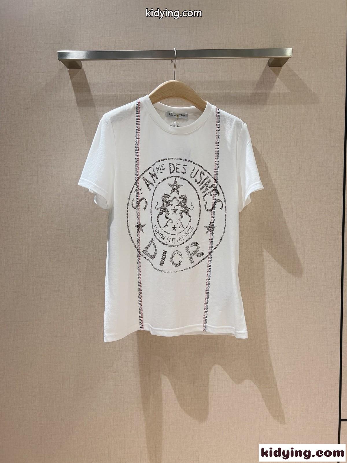 カジュアル 着心地いい プリント クルーネック トップス クリスチャン・ディオール Tシャツ コピー 半袖 人気-1