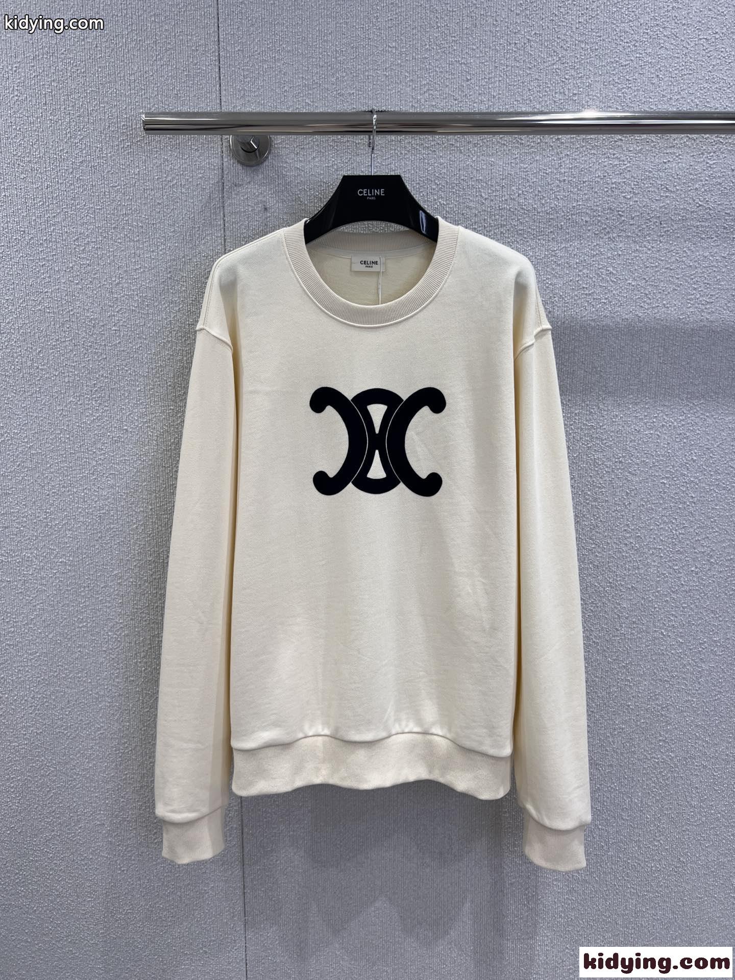 定番 カジュアル コットン スウェットシャツ セリーヌ Tシャツ 偽物 ベージュ-0