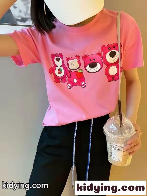 可愛い プリント ゆったり クールネック 人気 レディース トップス ミュウミュウ 半袖tシャツ コピー カジュアル おしゃれ-3