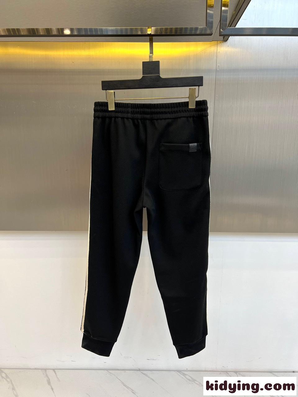 アナグラム サイドライン スウェットパンツ ロエベ パンツ 偽物 裏起毛 ブラック-1
