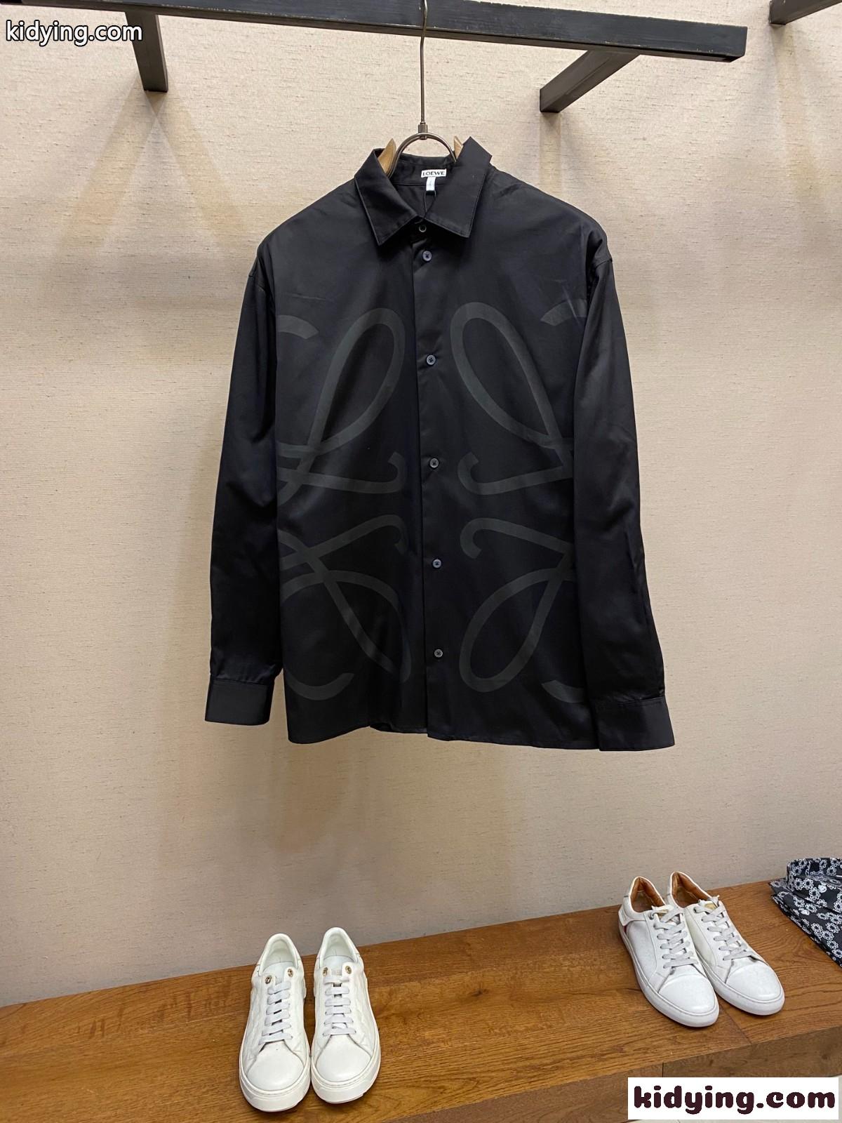 ロエベ シャツ コピー アナグラム シンプル 高級感 コットン 長袖シャツ-0