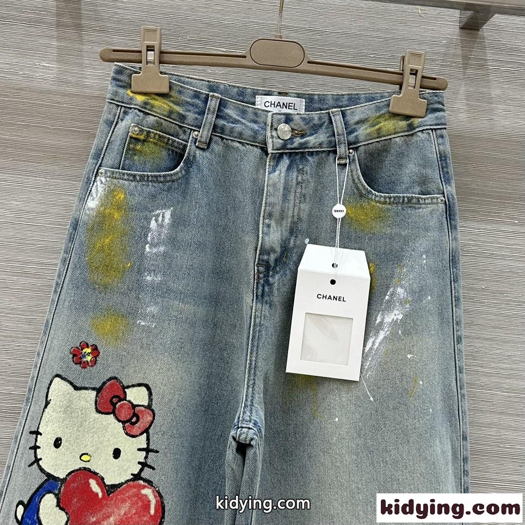 カジュアル ワイドデニムパンツ シャネル ジーンズ コピー 合わせやすい-2