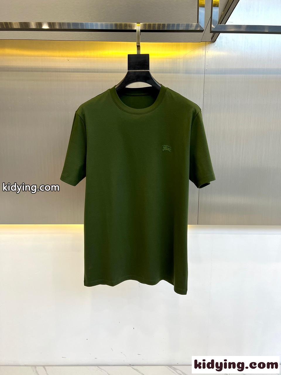 シンプル クルーネック 半袖Tシャツ バーバリー Tシャツ コピー グリーン-0