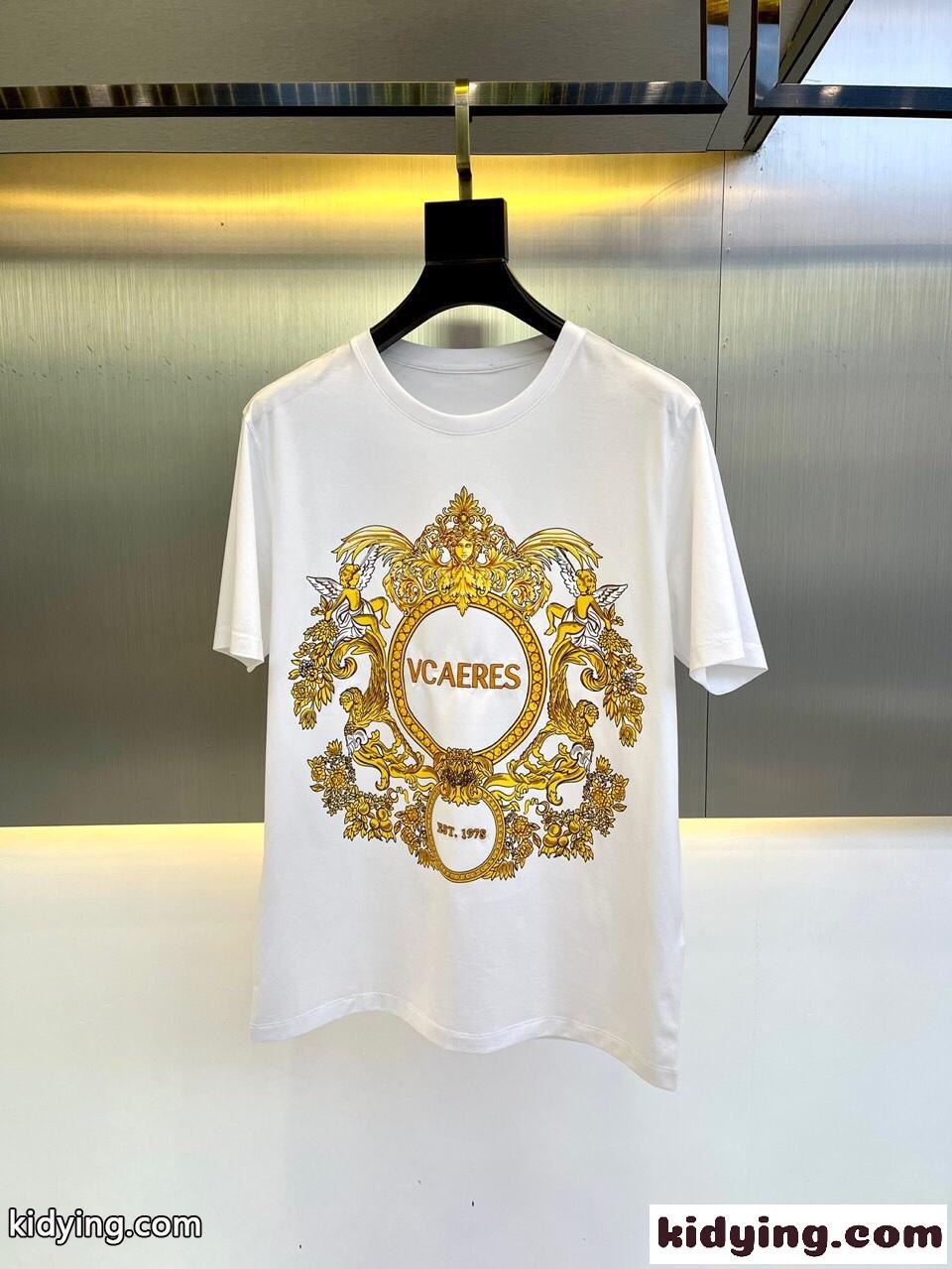 バロック プリント 半袖 Tシャツ ヴェルサーチェ Tシャツ コピー メンズ トップス-0