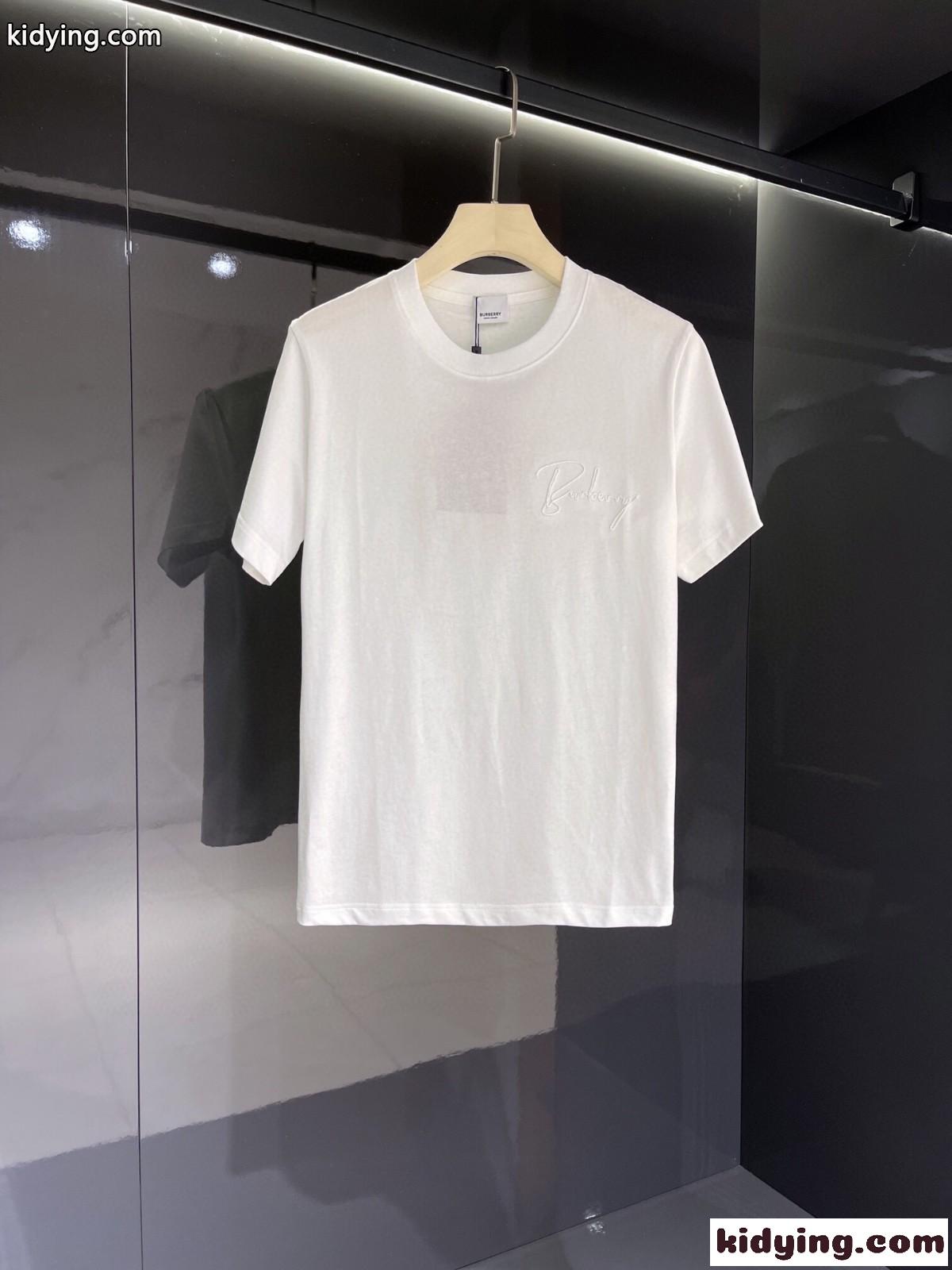 シンプル ロゴ 刺繍 クルーネック バーバリー Tシャツ コピー 半袖 コットン トップス-2