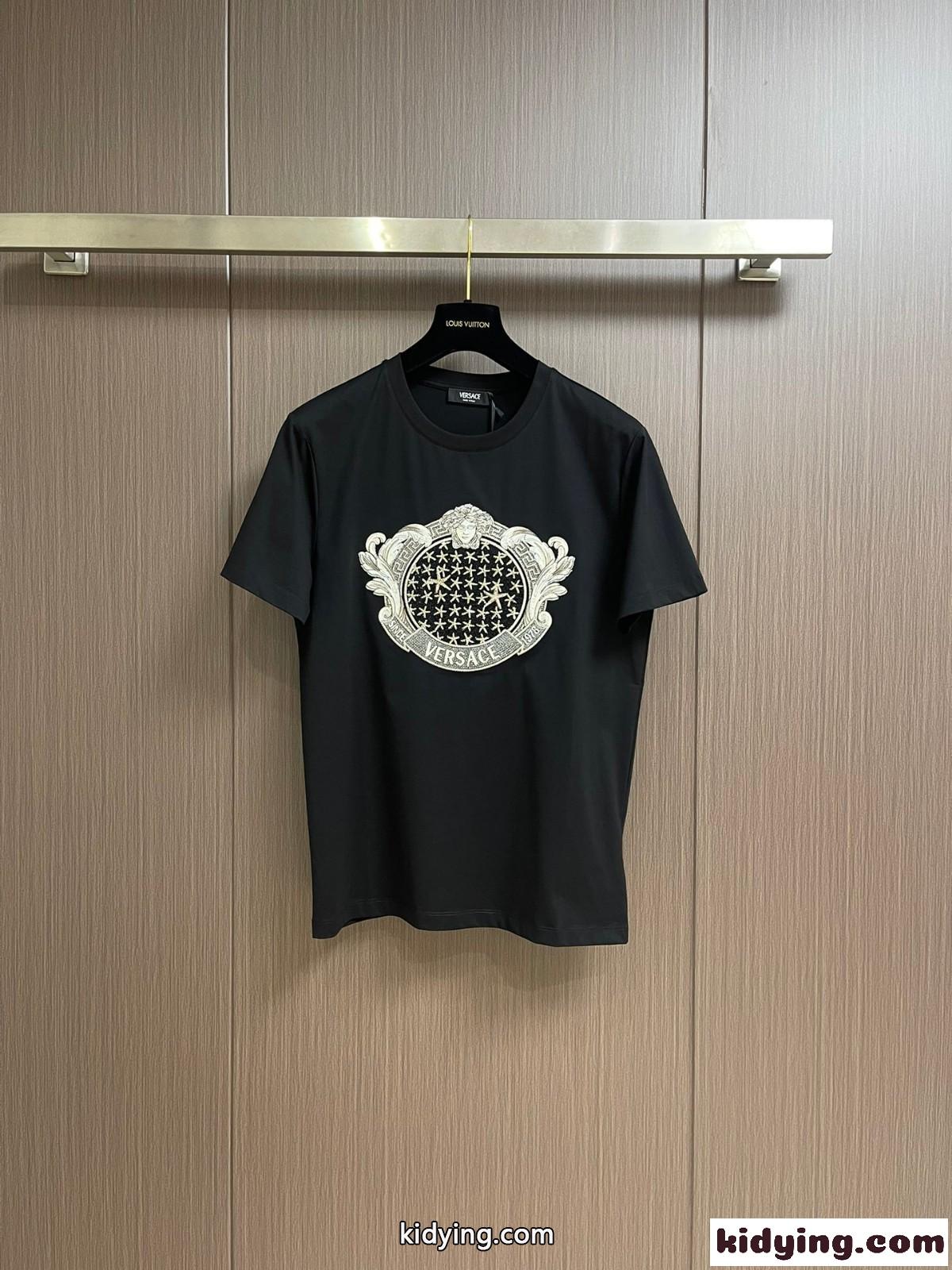 ラインストーン ヒトデ ブラゾン 半袖Tシャツ ヴェルサーチェ Tシャツ スーパーコピー ブラック-2